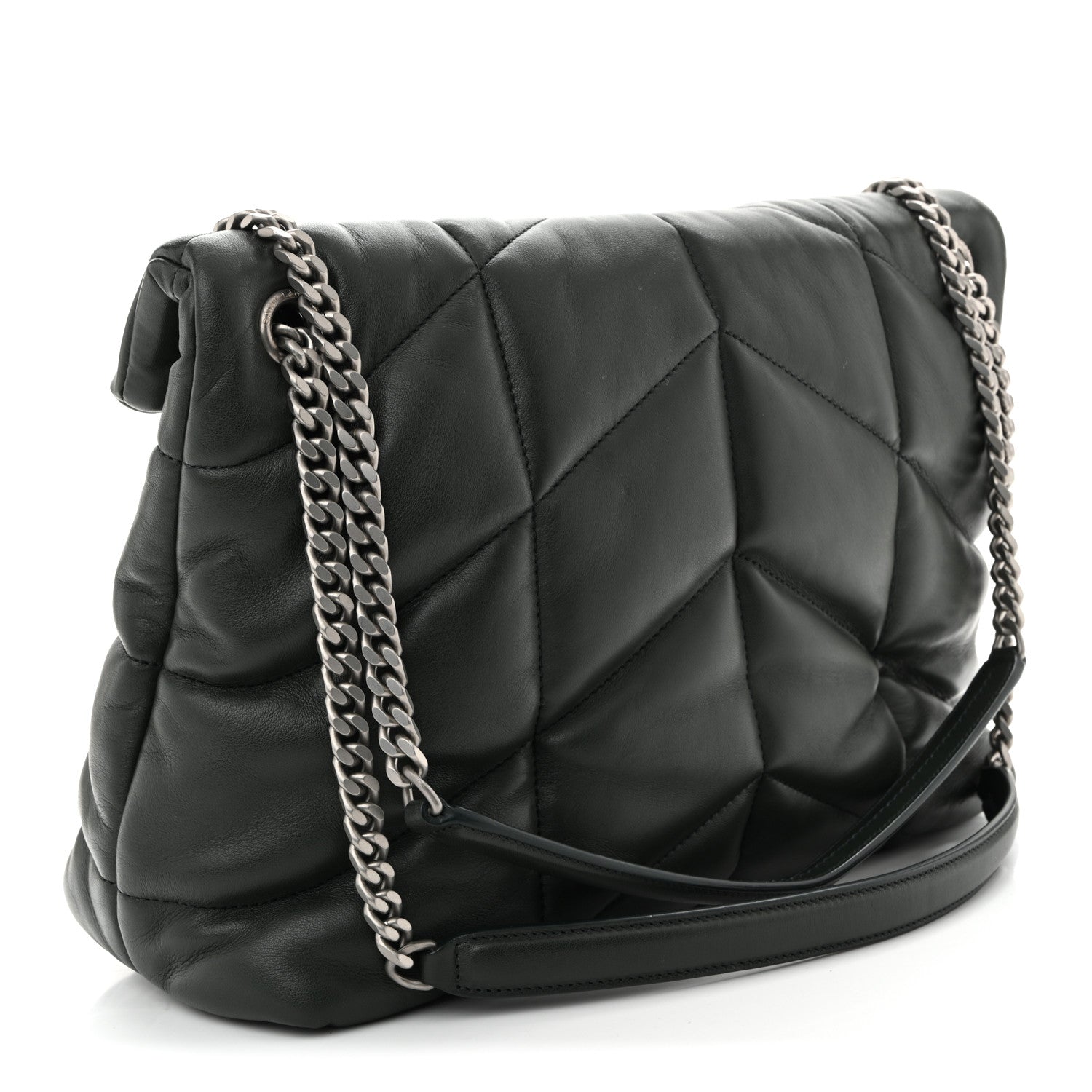 Saint Laurent Lambskin Quilted Medium Loulou Puffer Monogram Chain Satchel Seaweed 3 of 10