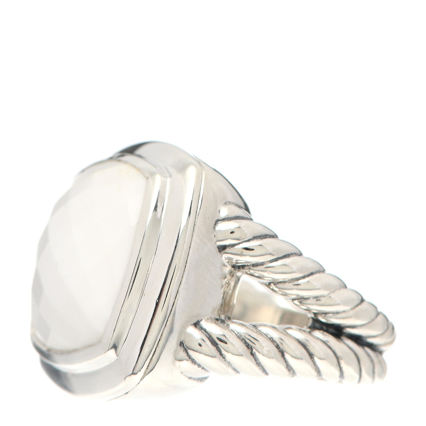 Sterling Silver White Agate 14mm Albion Ring 58 8.5