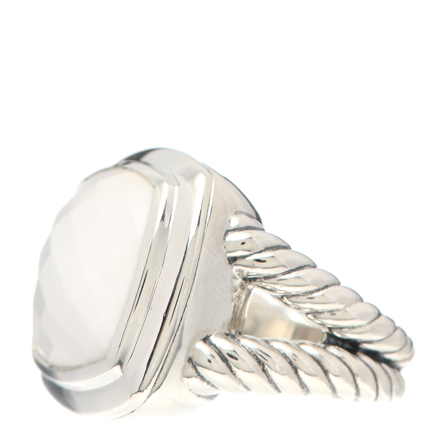 David Yurman Sterling Silver White Agate 14mm Albion Ring 58 8.5 3 of 6