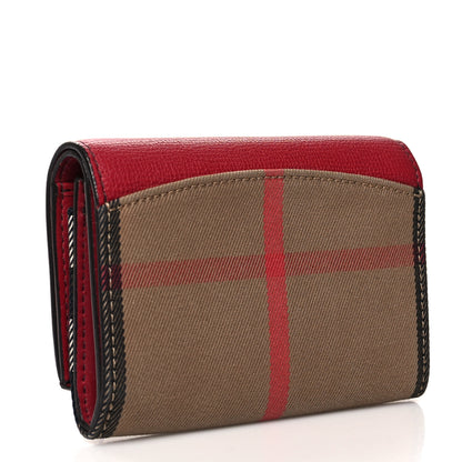 Burberry Grainy Calfskin House Check Wellington Wallet Red 3 of 9
