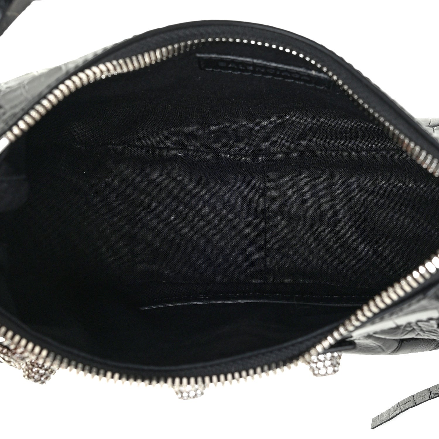 Balenciaga Extra Supple Calfskin Crystal Crocodile Embossed Le Cagole Shoulder Bag XS Black 6 of 10
