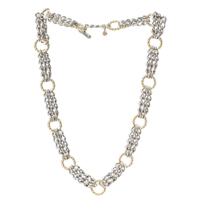 David Yurman Silver Sterling 18k Yellow Gold 3-Row Cable Circle Necklace 3 of 5