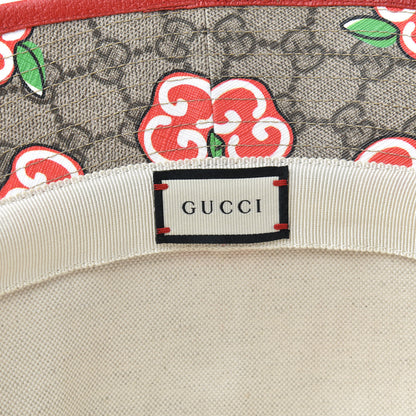 Gucci GG Supreme Monogram Apple Textured Dollar Calfskin Retro Interlocking G Fedora Pomme Bucket Hat L Beige Ebony Red 7 of 7