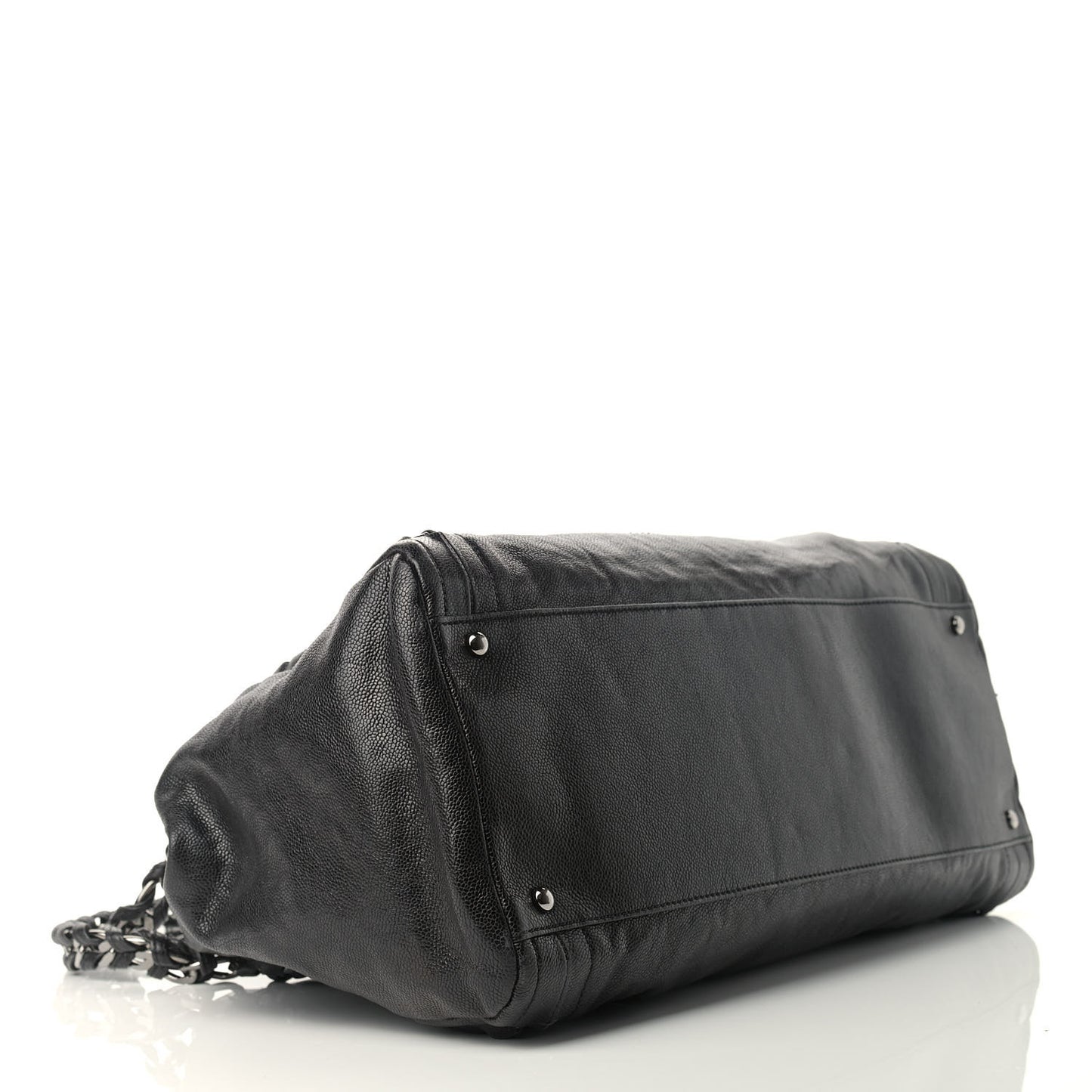 Glazed Caviar East West Modern Chain Tote Black