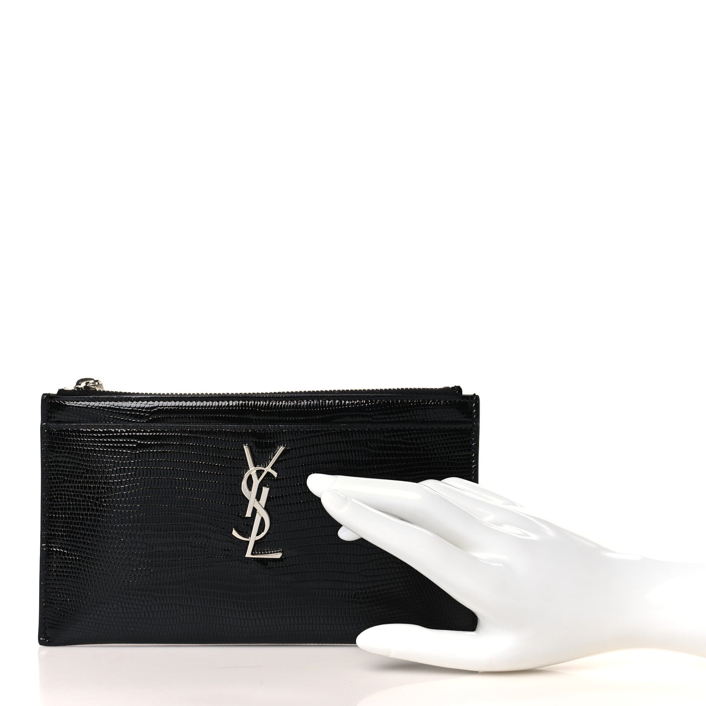 Lizard Embossed Monogram Bill Pouch Black