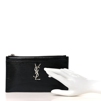 Saint Laurent Lizard Embossed Monogram Bill Pouch Black 2 of 7