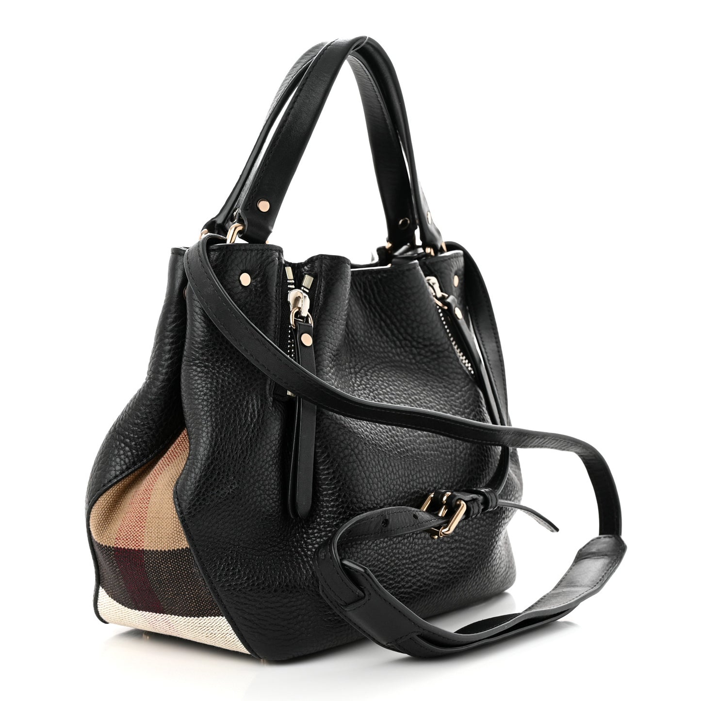 Grainy Calfskin House Check Small Maidstone Black
