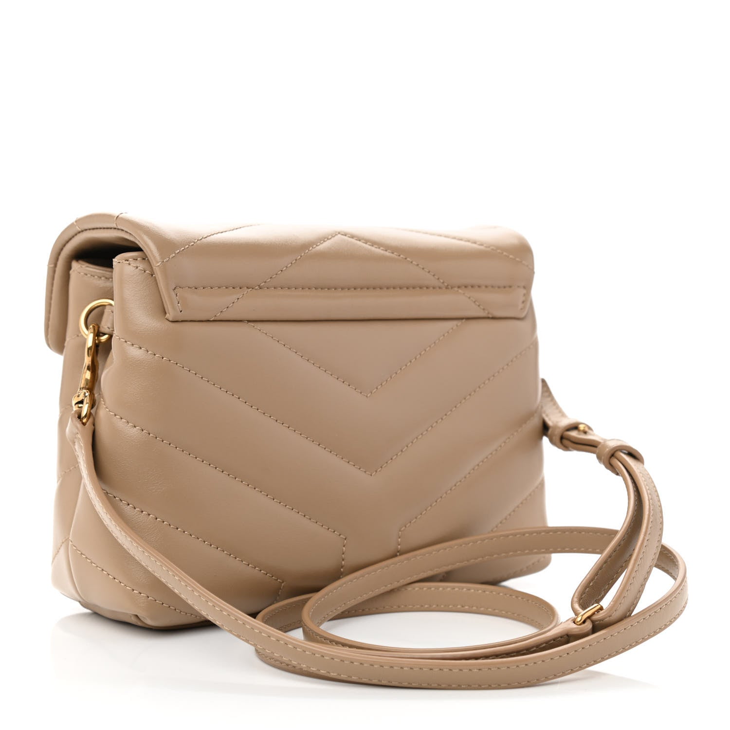 Saint Laurent Calfskin Y Quilted Monogram Toy Loulou Crossbody Bag Dark Beige 2 of 7