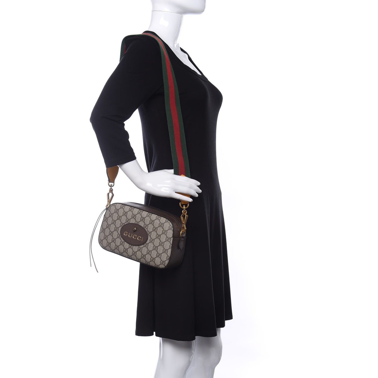 GG Supreme Monogram Web Neo Vintage Shoulder Bag Beige New Acero Crop