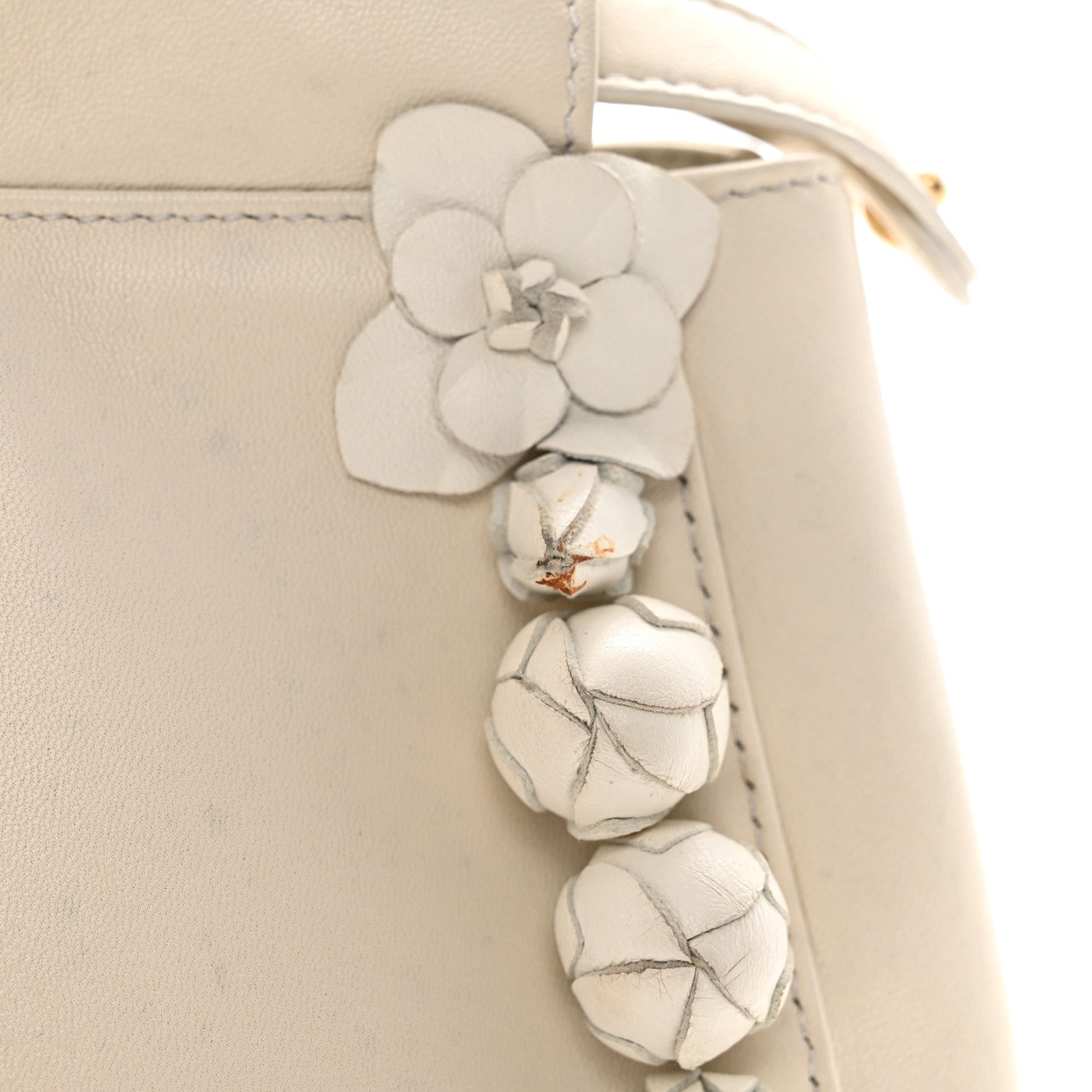 Fendi Nappa Rosebud Mini Peekaboo Iconic Satchel Bianco 12 of 12