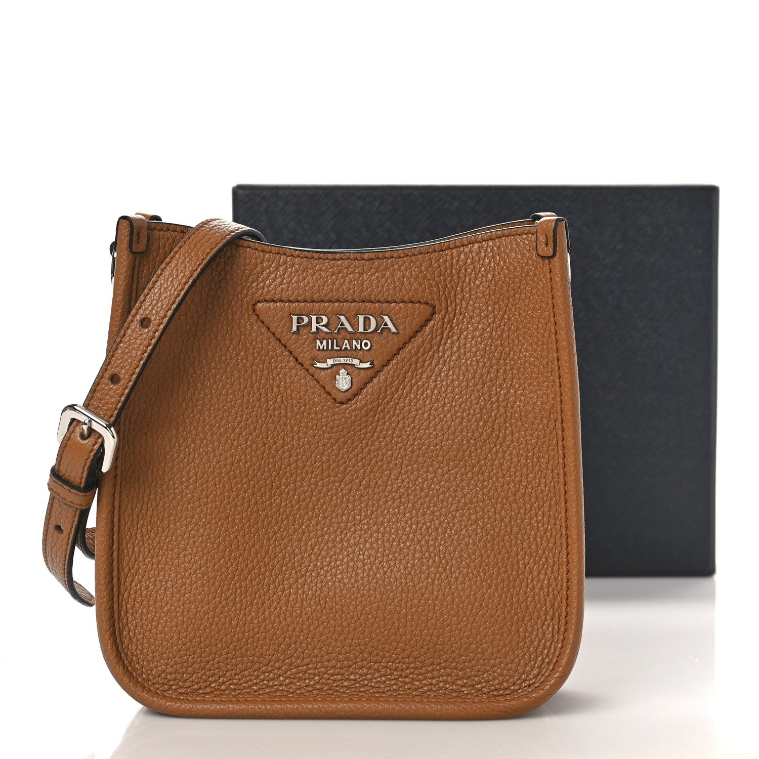 Prada Vitello Daino Soft Mini Hobo Messenger Bag Caramel 9 of 9