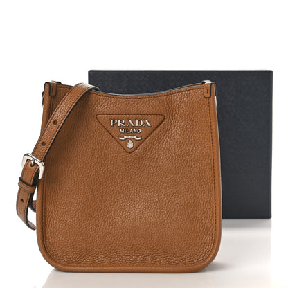 Prada Vitello Daino Soft Mini Hobo Messenger Bag Caramel 9 of 9