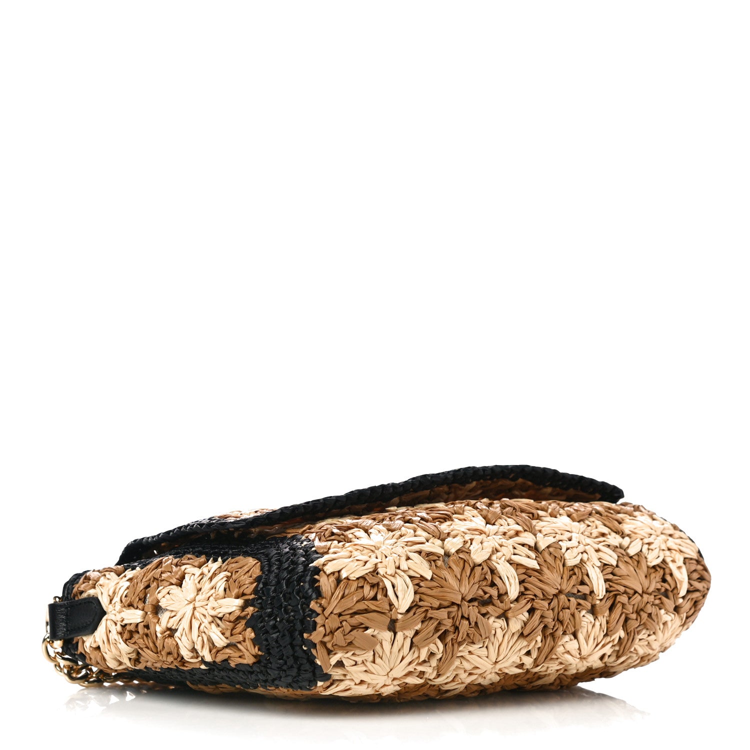 Gucci Raffia Azalea Calfskin Crochet Flower Small GG Marmont Shoulder Bag Natural Ecru Black 4 of 9