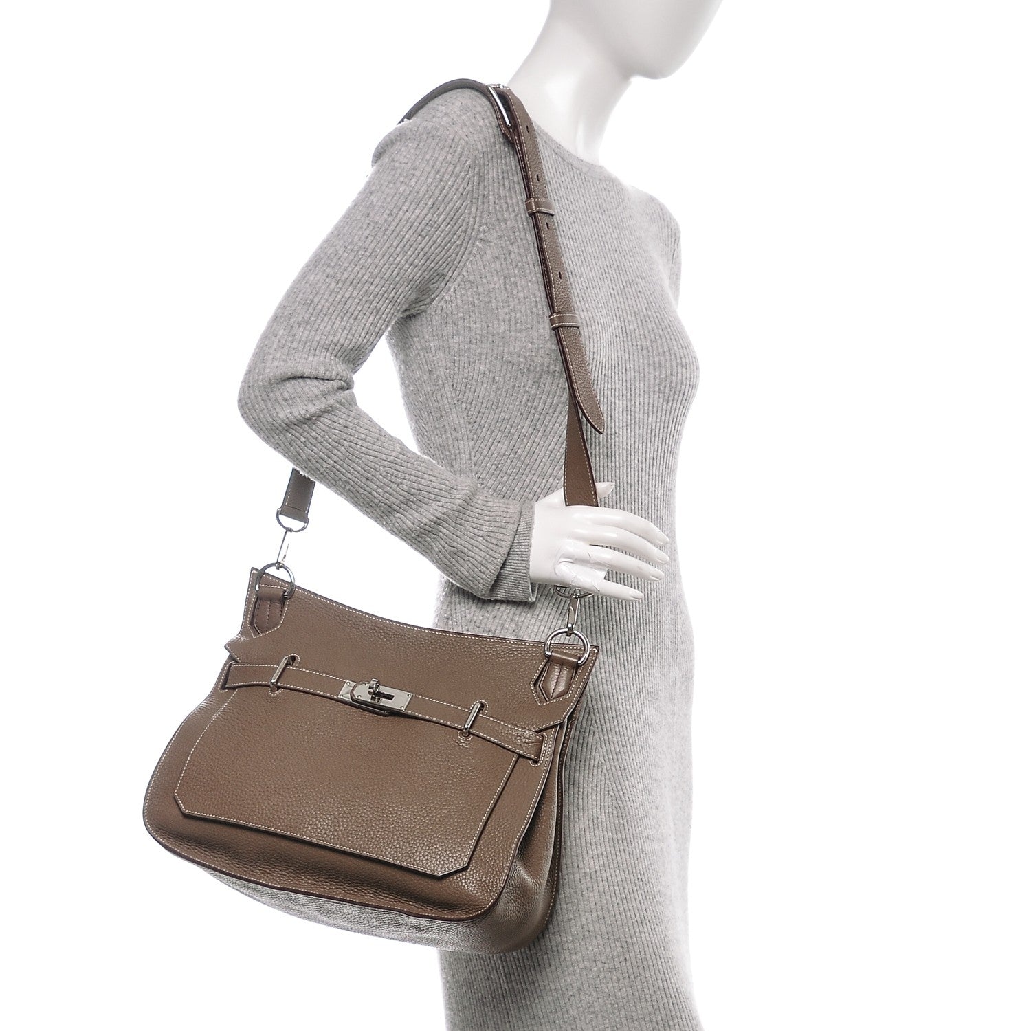 Hermes Taurillon Clemence Jypsiere 34 Etoupe 2 of 7
