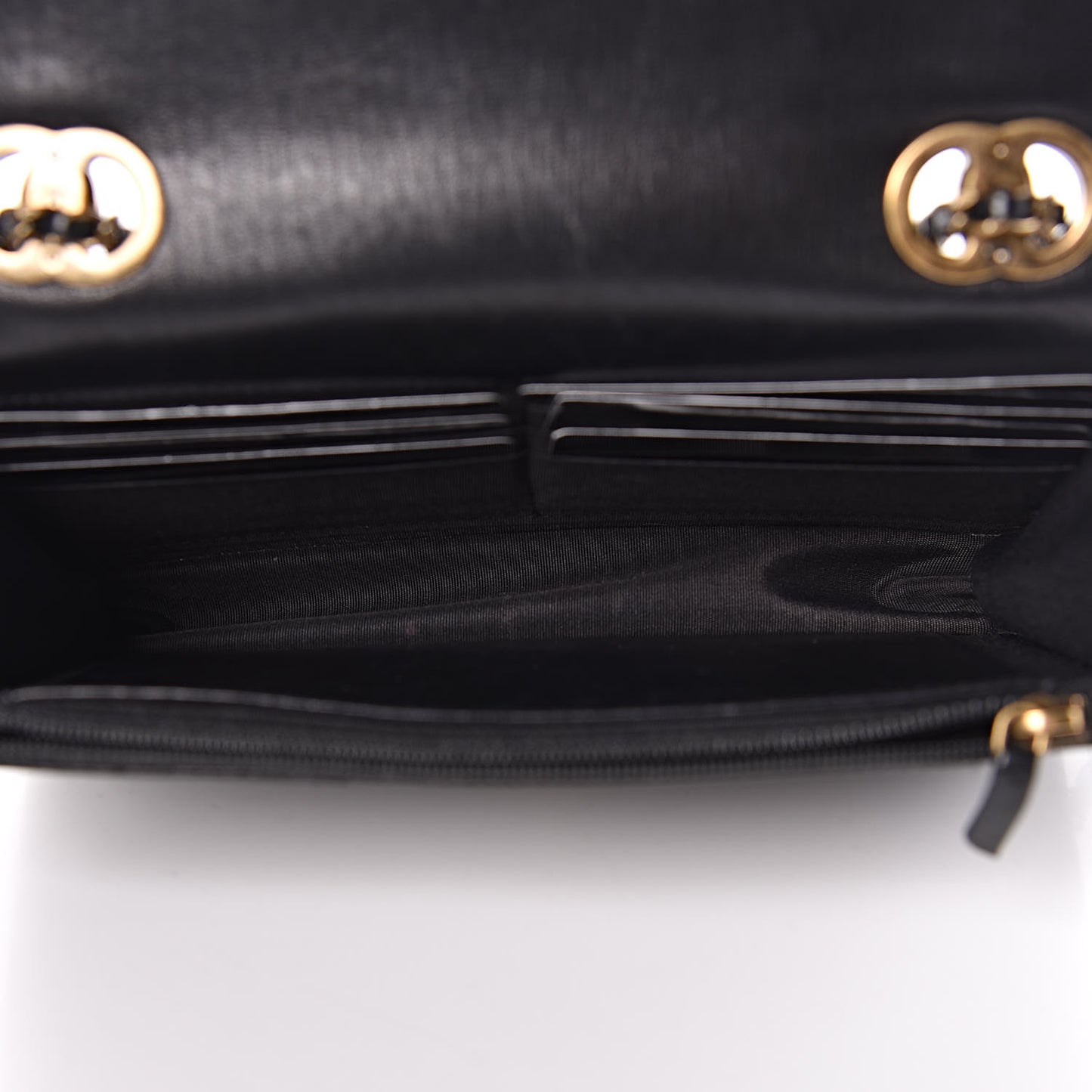 Calfskin Quilted CC Eyelet Wallet On Chain WOC Black