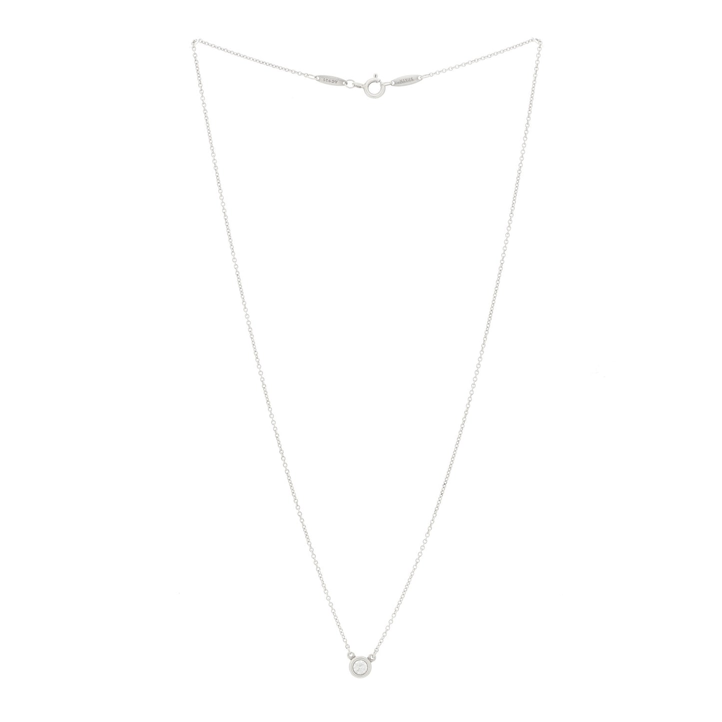 Sterling Silver Diamond .17ct Elsa Peretti Diamonds by the Yard Pendant Necklace