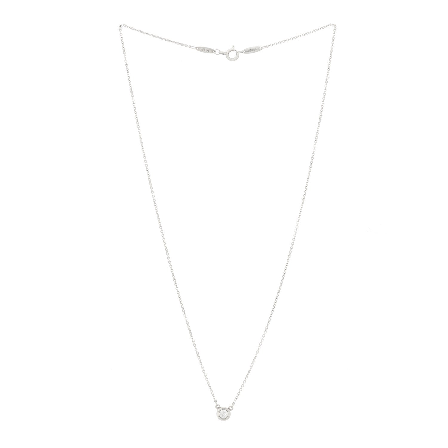 Tiffany Sterling Silver Diamond .17ct Elsa Peretti Diamonds by the Yard Pendant Necklace 3 of 6