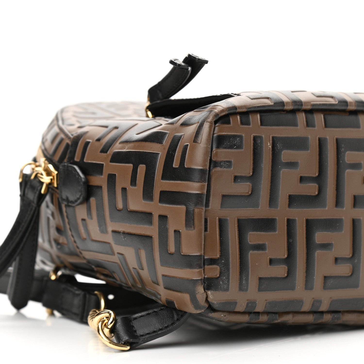 Fendi Vitello Bi-Color FF 1974 Embossed Mini Backpack Maya Black 9 of 11