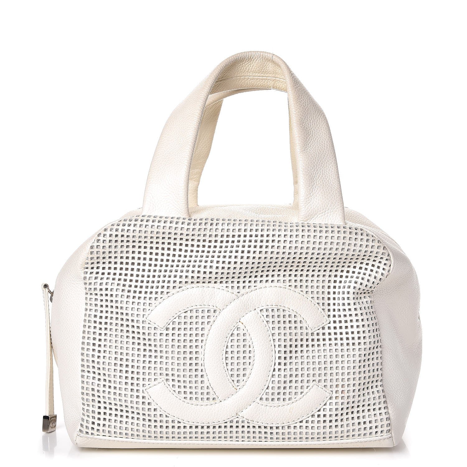 Chanel Caviar Perforated Bowler White 3 of 15