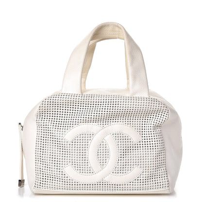 Chanel Caviar Perforated Bowler White 3 of 15