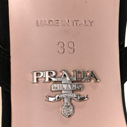 Prada Satin Bow Pointed Toe Slingback Pumps 39 Black 8 of 9