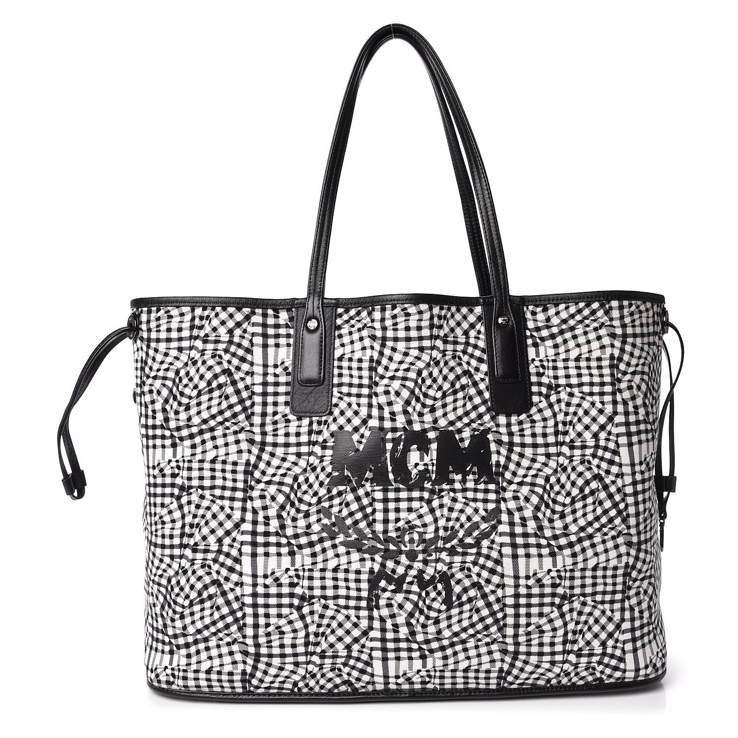 MCM Visetos Large Liz Reversible Shopper Tote Black 3 of 22