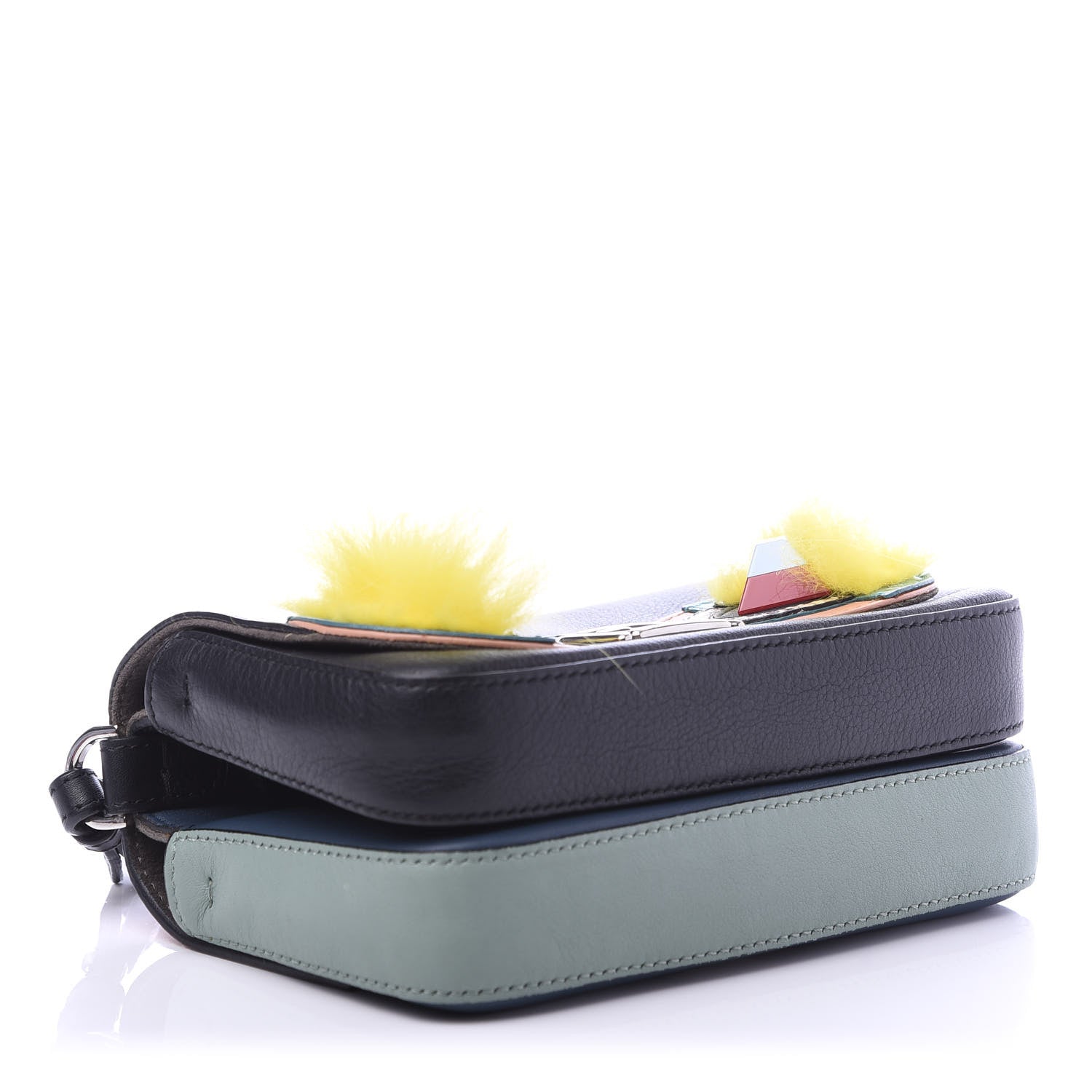 Fendi Vitello Dolce Elaphe Ayers Fox Hypnoteyes Studded Micro Double Baguette Black Giallo Multicolor 5 of 10