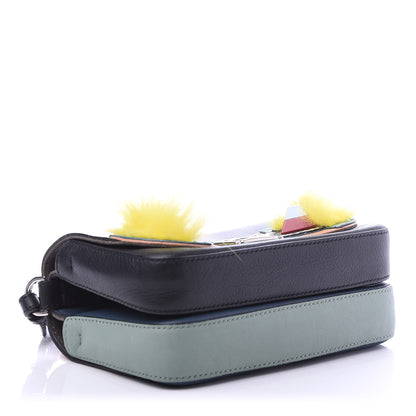 Fendi Vitello Dolce Elaphe Ayers Fox Hypnoteyes Studded Micro Double Baguette Black Giallo Multicolor 5 of 10
