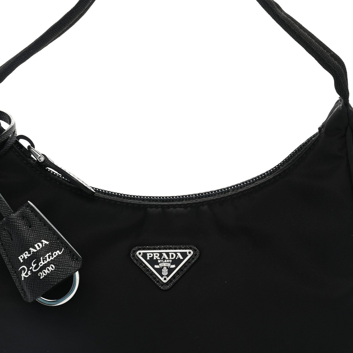 Tessuto Nylon Saffiano Mini Re-Edition 2000 Bag Black