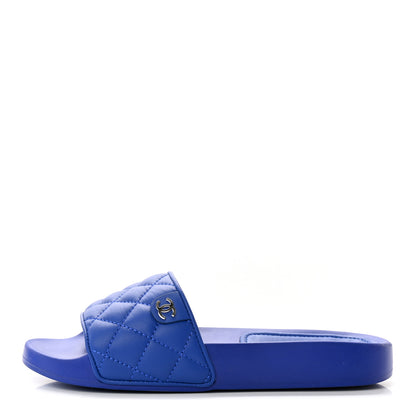 Chanel Lambskin Quilted CC Mules Sandals 36 Dark Blue 1 of 11