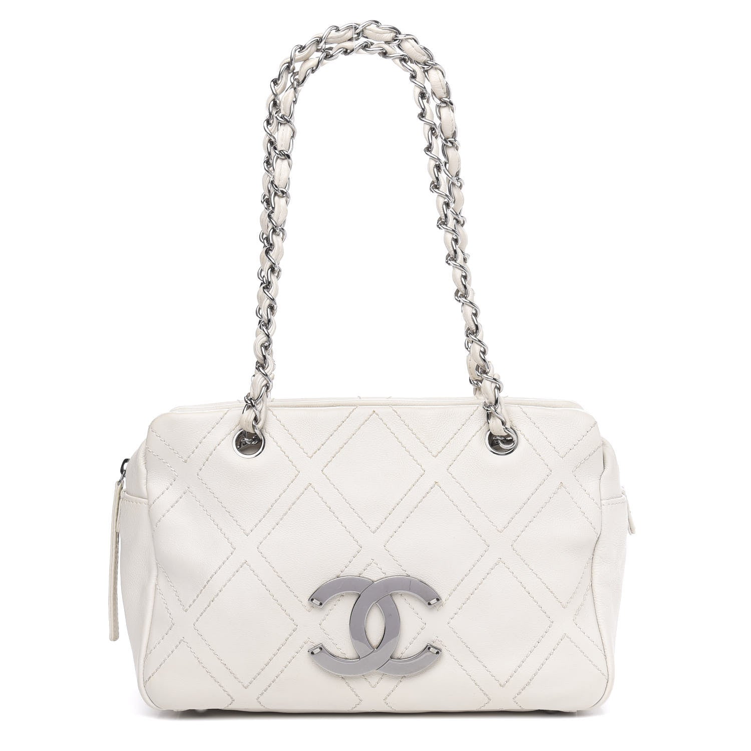 Chanel Calfskin Small Diamond Stitch Tote White 1 of 18
