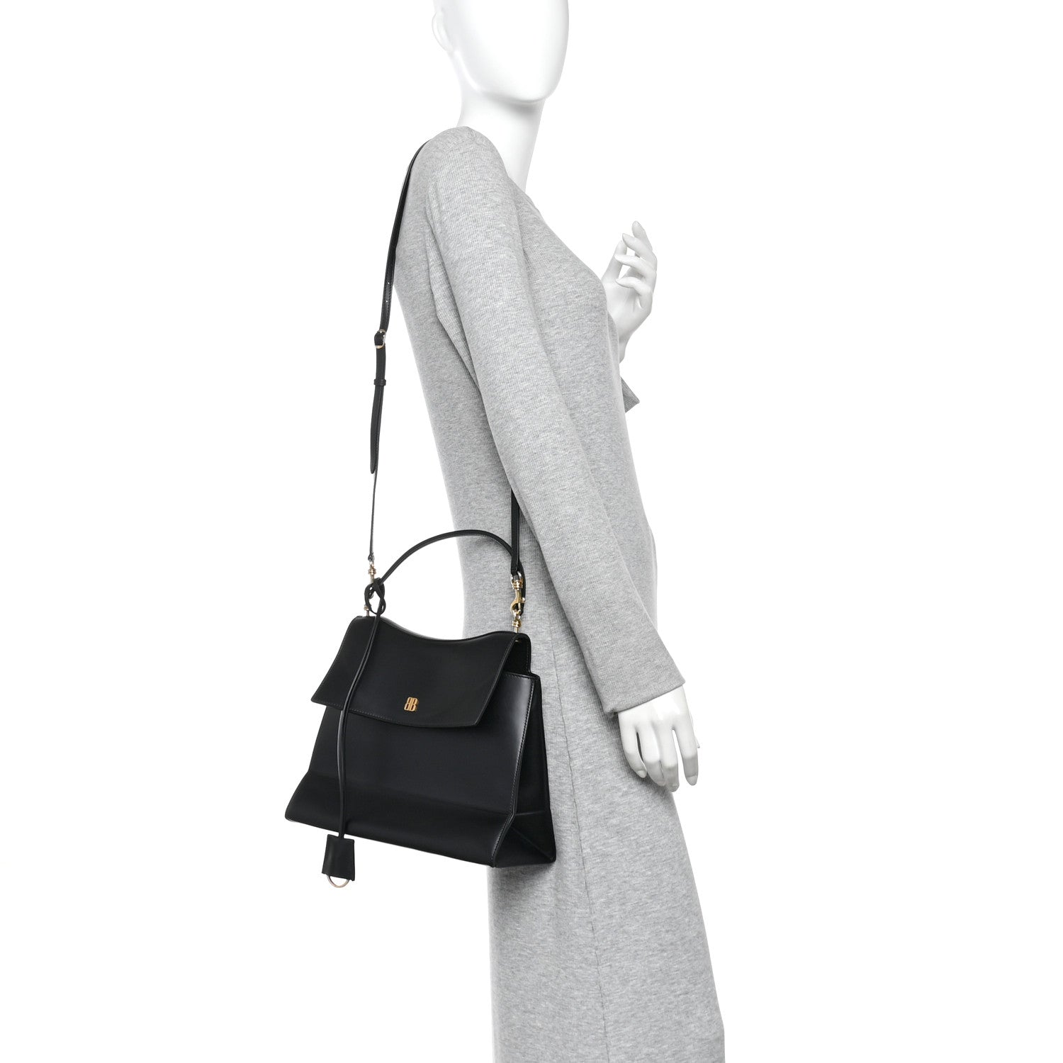 Balenciaga Natural Smooth Calfskin Medium Nano Top Handle Handbag Black 2 of 9