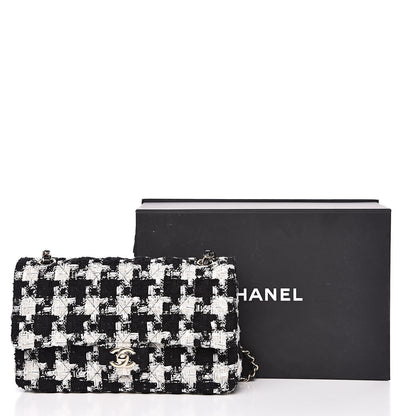Chanel Tweed Quilted Medium Double Flap Black Ecru White 11 of 11