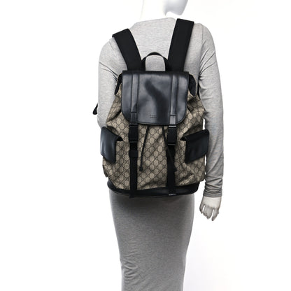 Gucci Soft GG Supreme Monogram Double Buckle Backpack Beige Black 2 of 10
