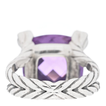 David Yurman Sterling Silver Diamond Amethyst 15mm Cushion On Point Ring 51 5.75 3 of 4