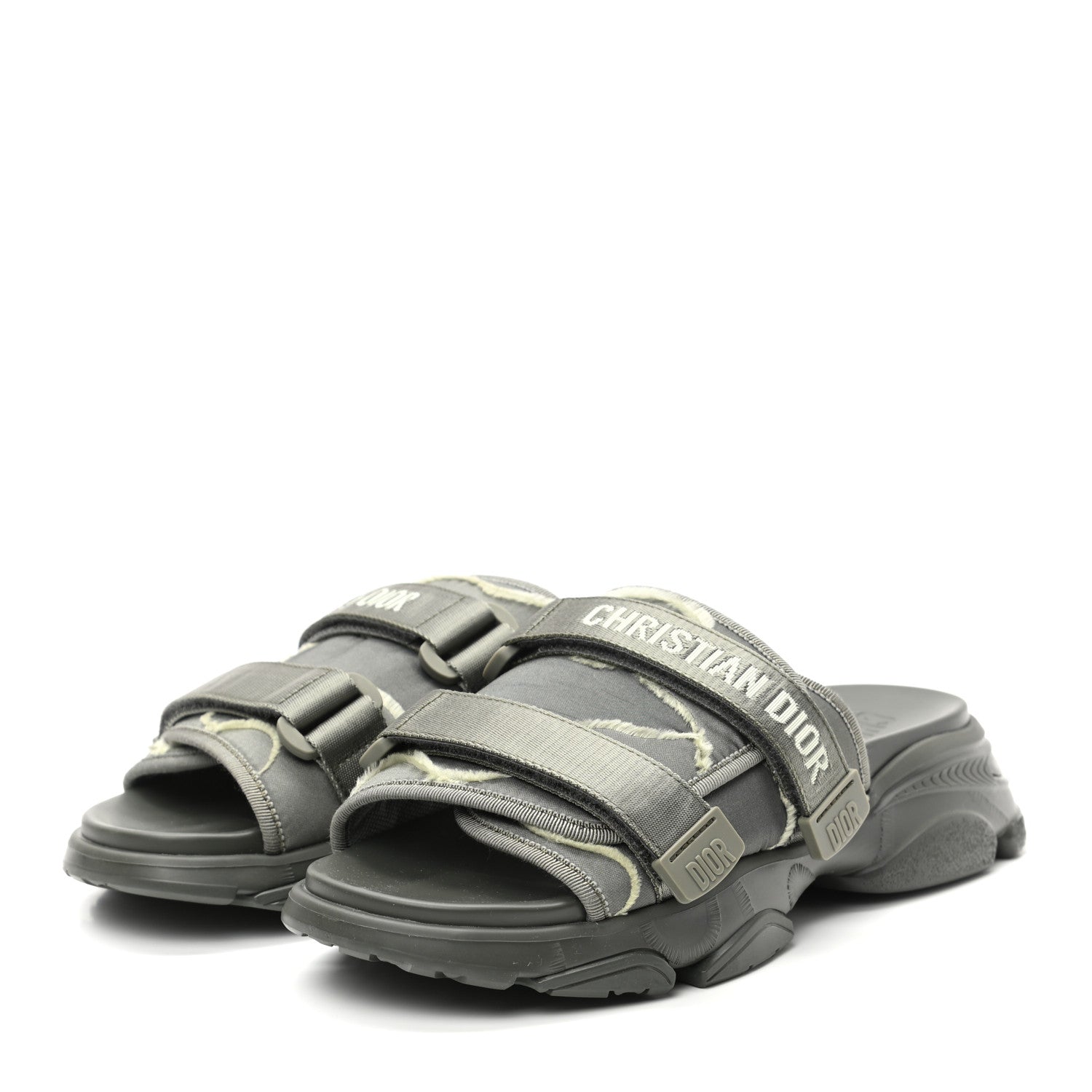 Christian Dior Technical Fabric D-Wander Slide Sandals 41 Kaki 3 of 8