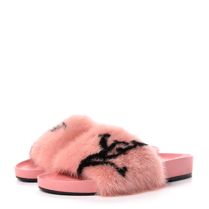 Louis Vuitton Mink Fur Bom Dia Flat Mules 37.5 Pink 3 of 10