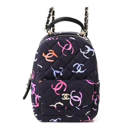 Chanel Printed Fabric Quilted CC Mini Classic Backpack Black Multicolor 1 of 10