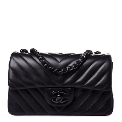 Chanel Lambskin Chevron Quilted Mini Rectangular Flap So Black 1 of 11