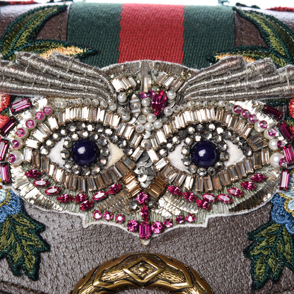Gucci Calfskin Web Owl Embroidered Medium Dionysus Shoulder Bag New Acero Multicolor 15 of 17