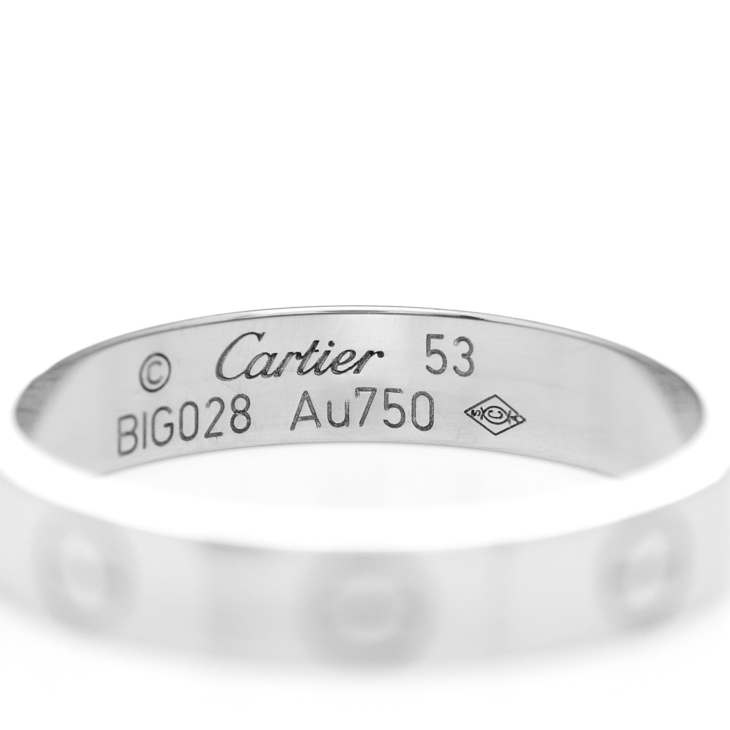 Cartier 18K White Gold 3.5mm LOVE Wedding Band Ring 53 6.25 4 of 5