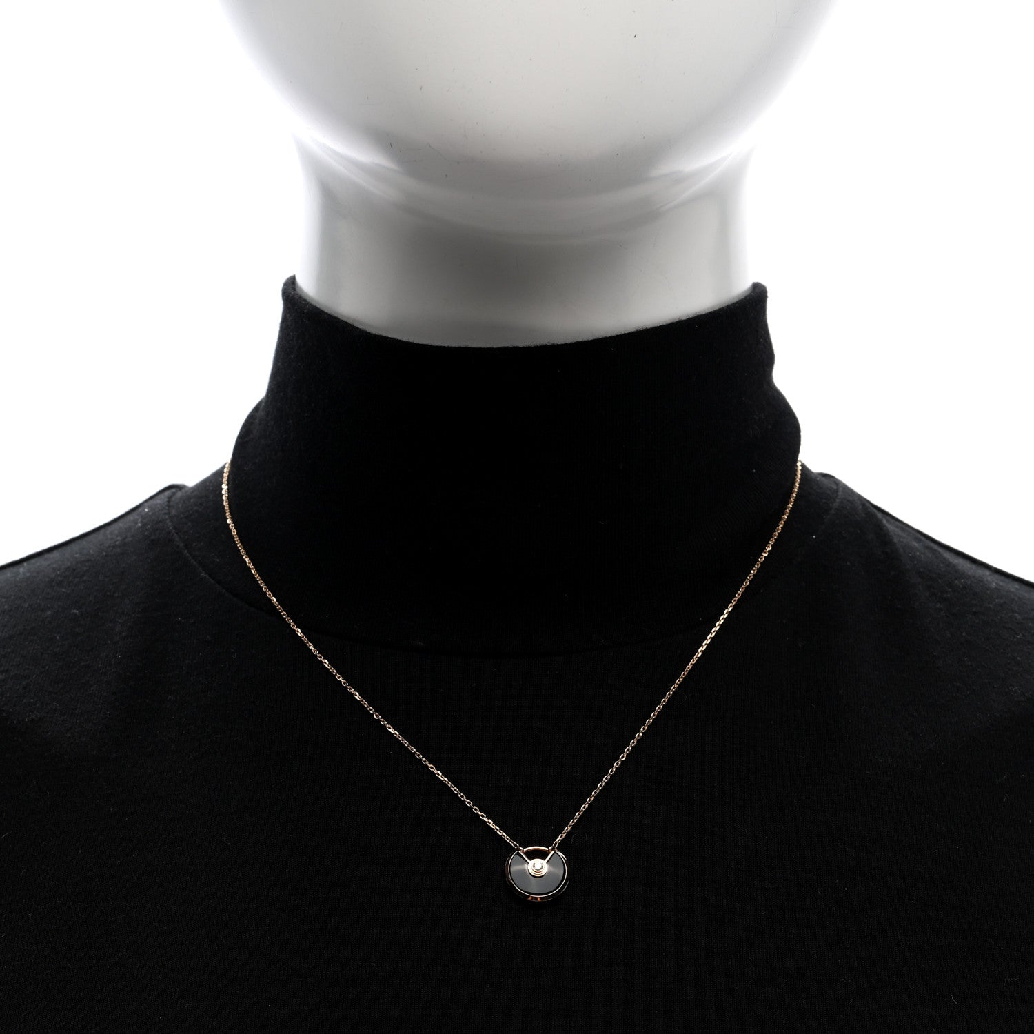 Cartier 18K Pink Gold Diamond Black Onyx XS Amulette de Cartier Pendant Necklace 2 of 5
