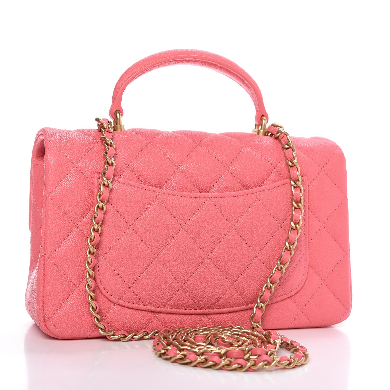 Chanel Caviar Quilted Mini Top Handle Rectangular Flap Pink 3 of 10