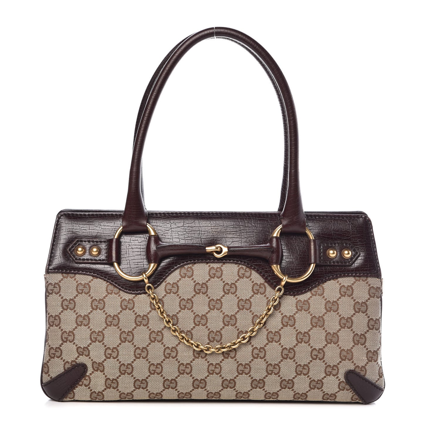 Monogram Horsebit Chain Shoulder Bag Brown
