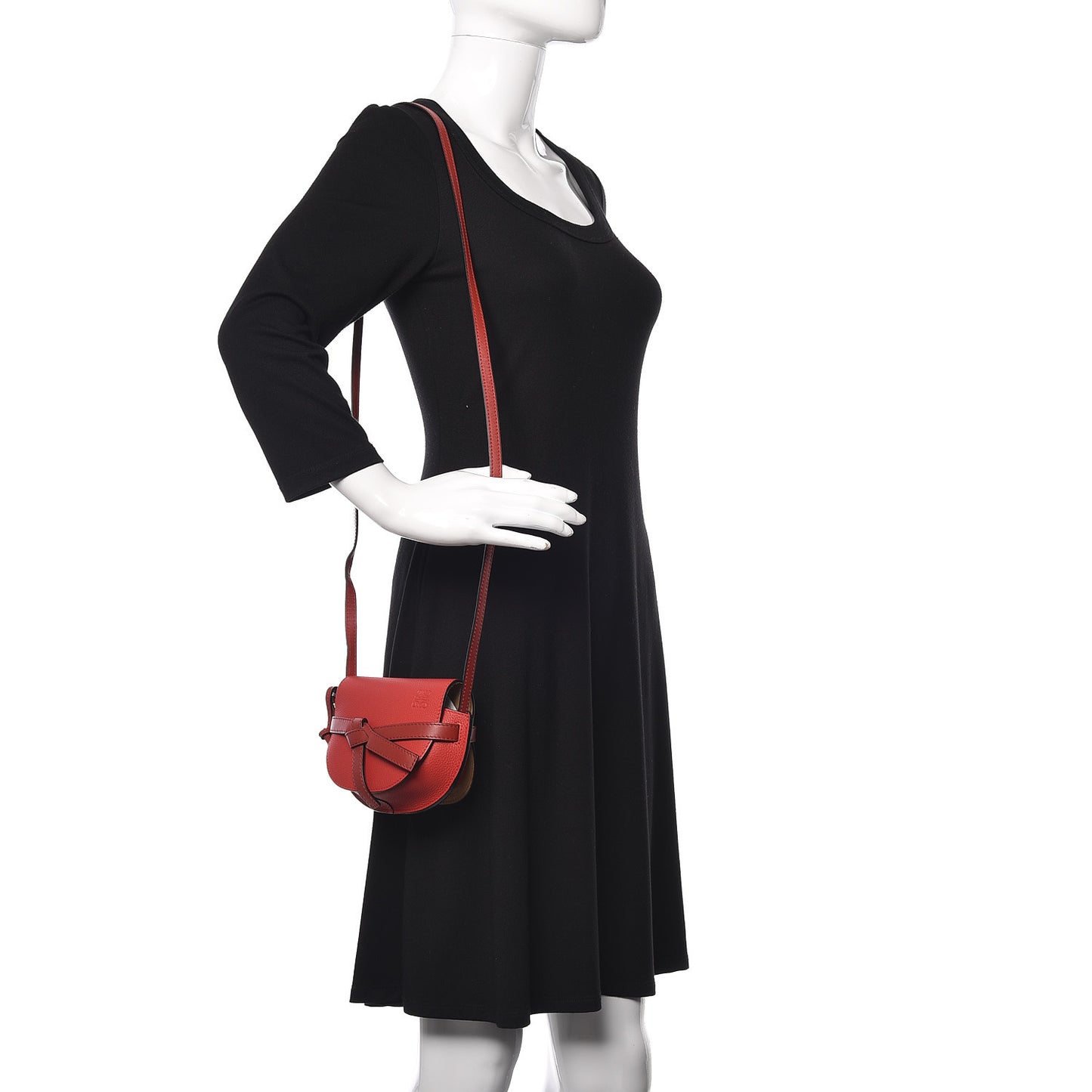 Grained Calfskin Mini Gate Crossbody Bag Scarlet Burnt Red