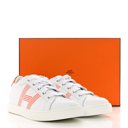 Hermes Calfskin Womens Advantage Sneakers 40 White Orange 9 of 9