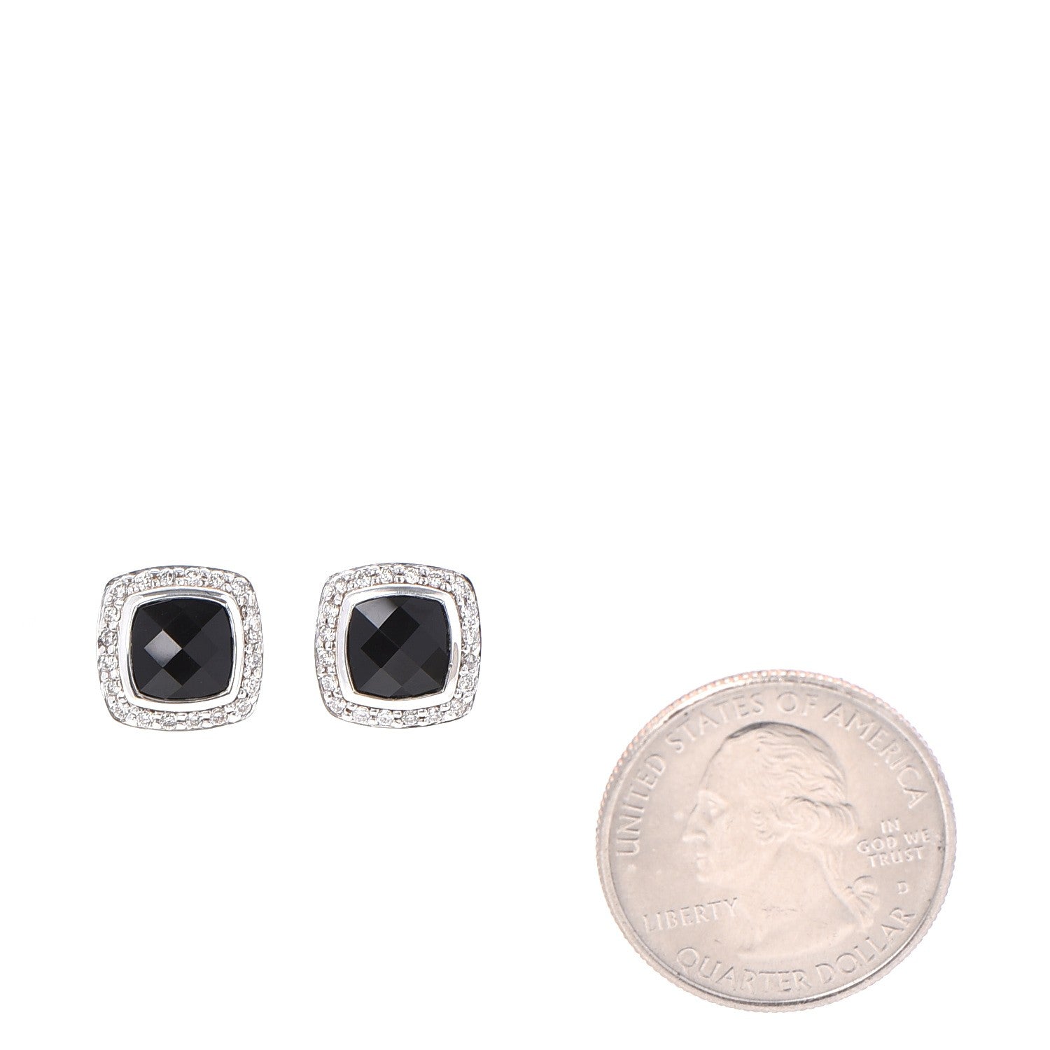 David Yurman Sterling Silver Diamond Black Onyx 7mm Albion Earrings 2 of 6