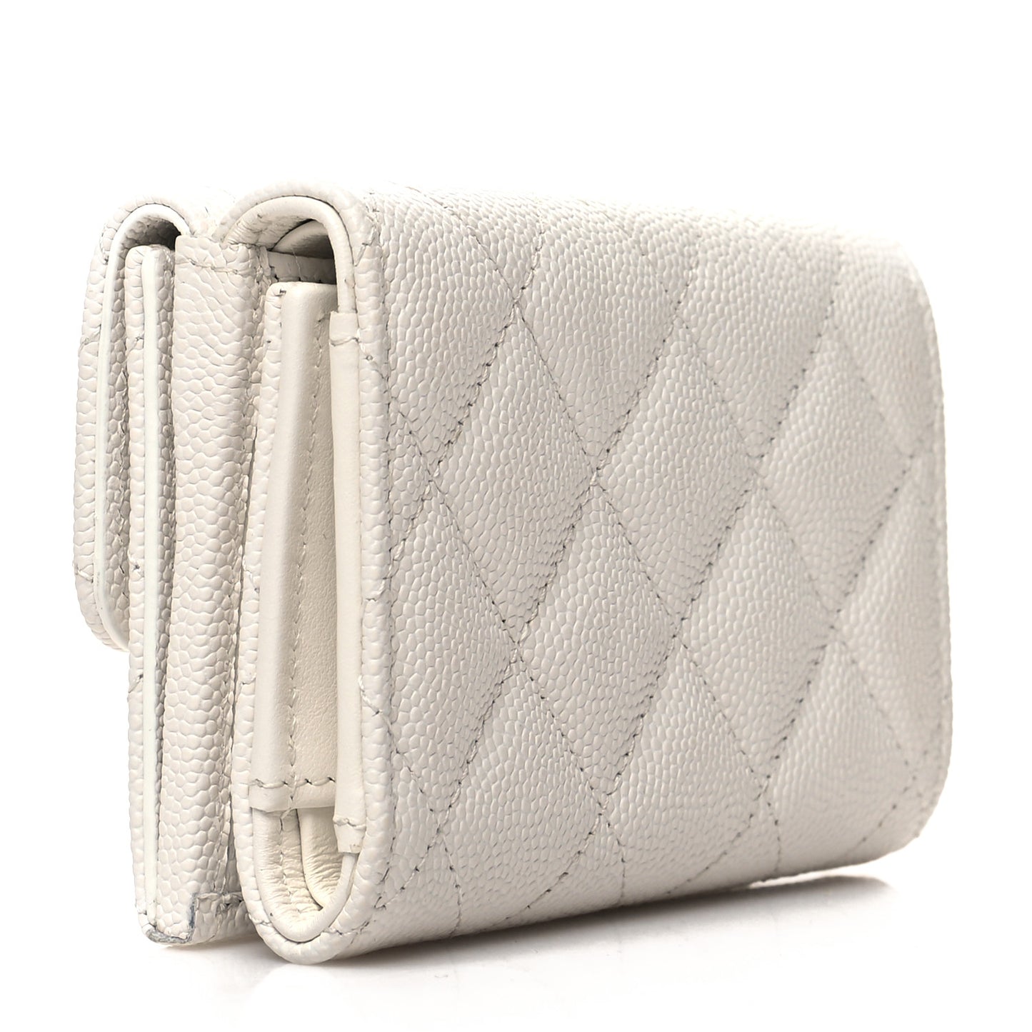 Caviar Quilted Enamel Coco Casino Double Flap Wallet White