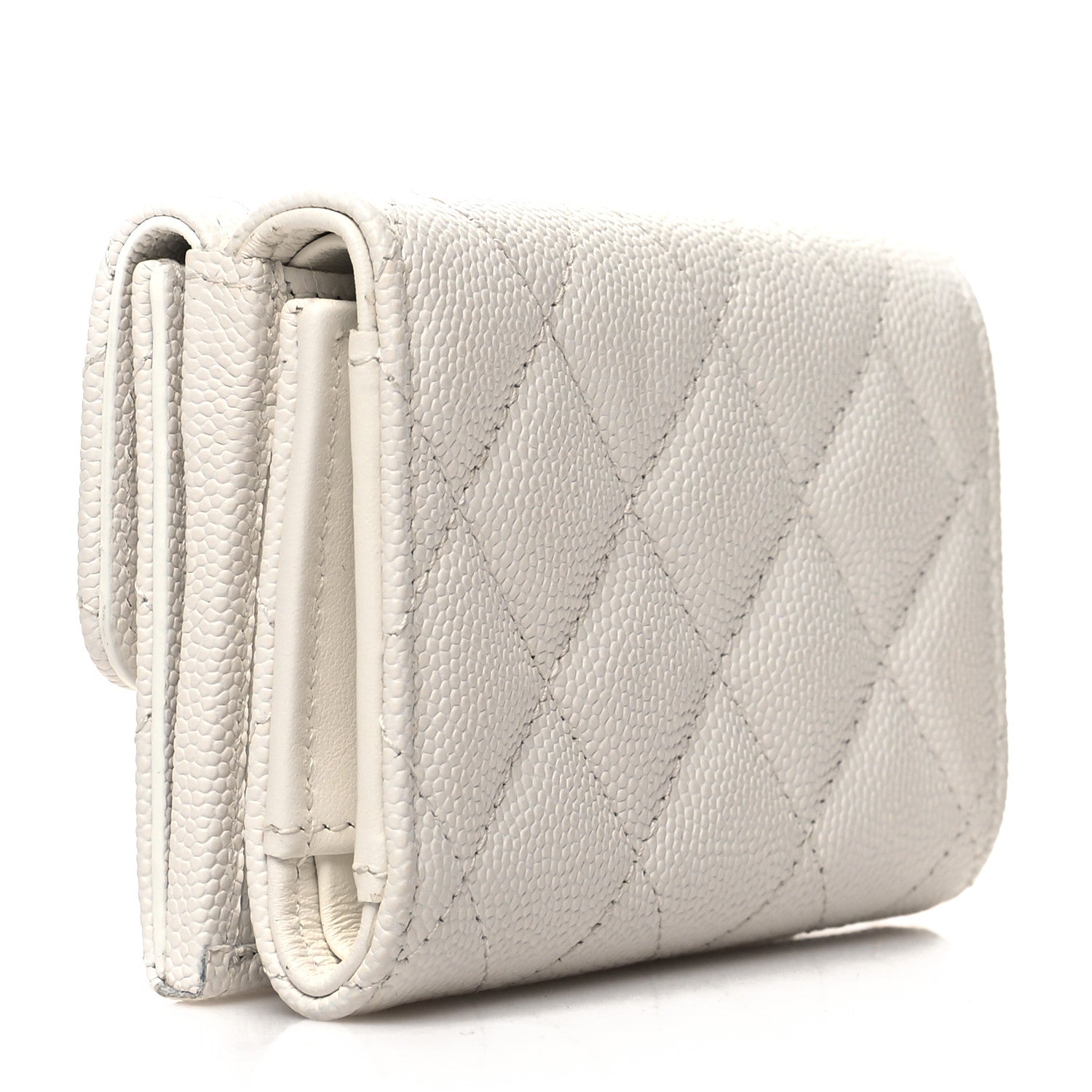 Chanel Caviar Quilted Enamel Coco Casino Double Flap Wallet White 3 of 12