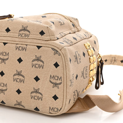 MCM Visetos Small Side Stud Stark Backpack Beige 10 of 10